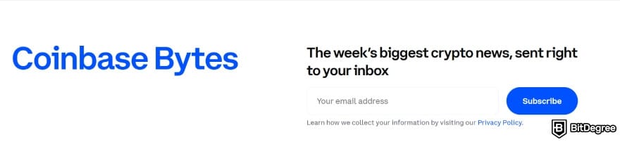 Coinbase vs Binance: newsletter from Coinbase.