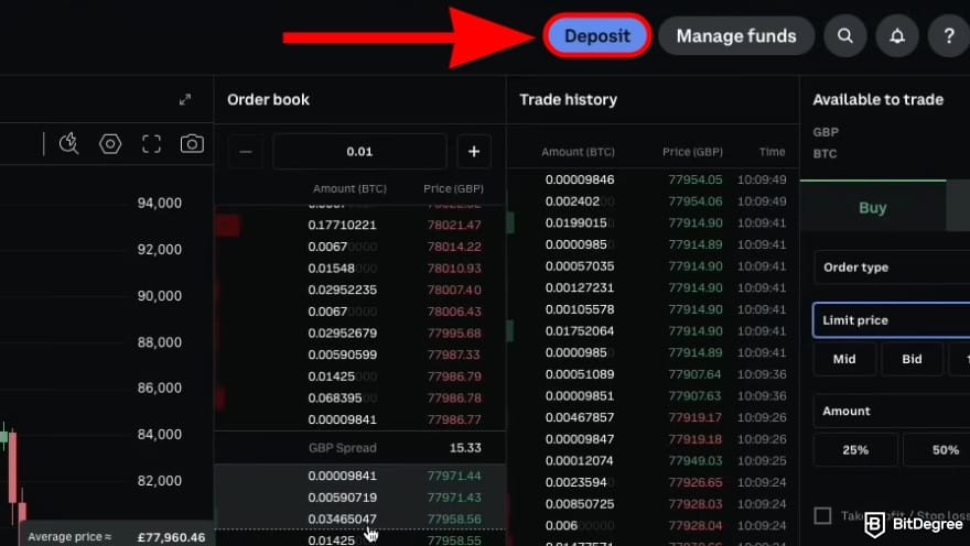 Coinbase vs Binance: deposit some funds to your account.