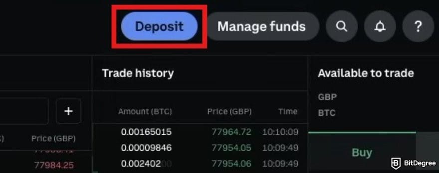 Coinbase vs Bybit: the Deposit button on Coinbase interface. Coinbase vs Bybit: the Deposit button on Coinbase interface.