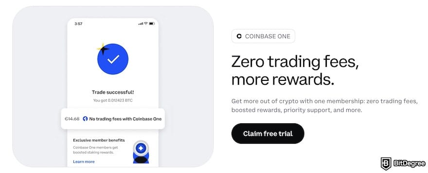 Coinbase VS Crypto.com: Coinbase One promotion.