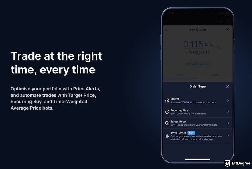Coinbase VS Crypto.com: Crypto.com's order types.