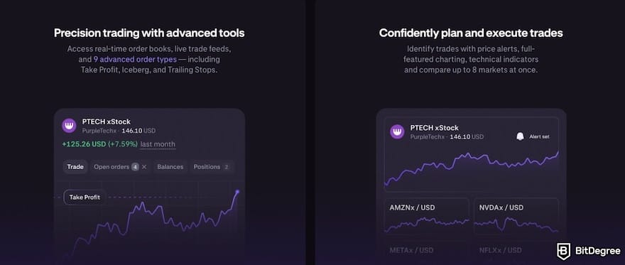 Coinbase vs Kraken: xStocks trading features.