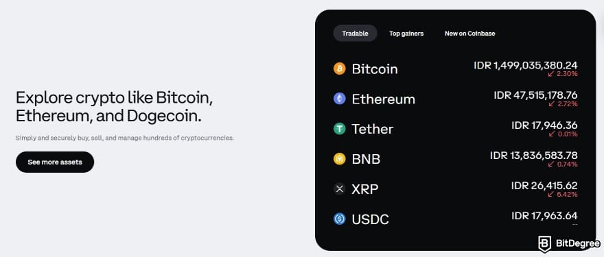 Coinbase vs Uphold: landing page of Coinbase. Coinbase vs Uphold: landing page of Coinbase.