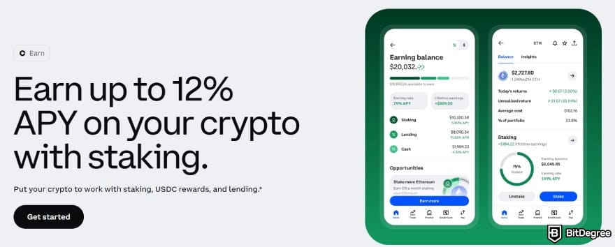 Coinbase vs Uphold: staking on Coinbase.