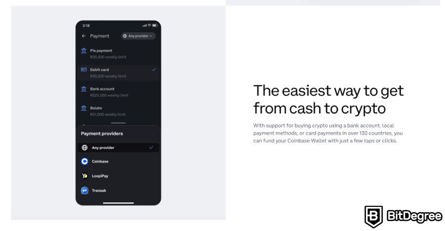 Coinbase Wallet review: buying crypto with cash.