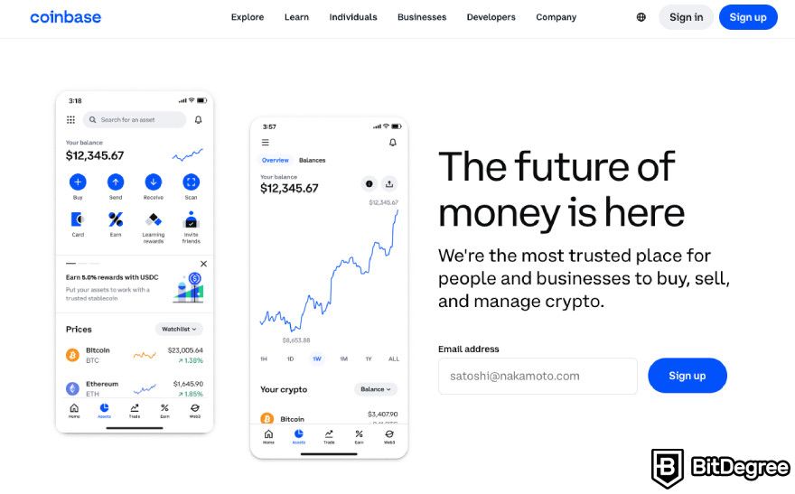 Coinbase Wallet review: the Coinbase exchange.