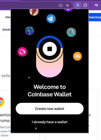 Coinbase Wallet review: creating a wallet on the browser extension.