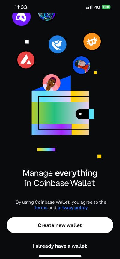 Coinbase Wallet review: creating a wallet on the mobile app.