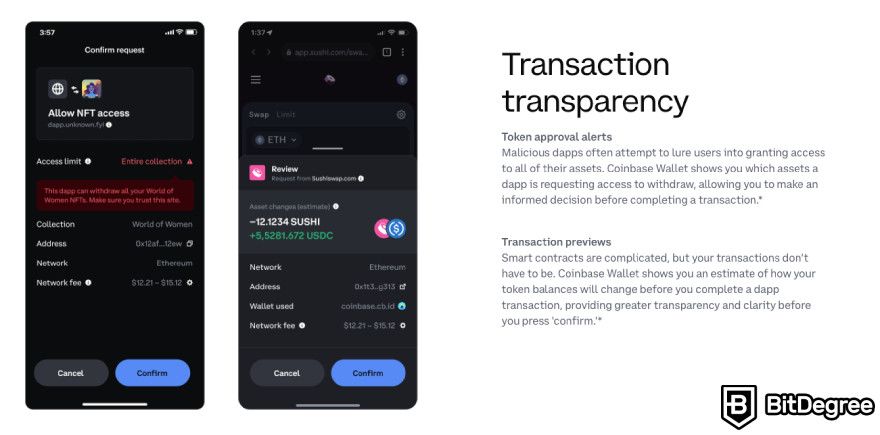 Coinbase Wallet review: transaction transparency.