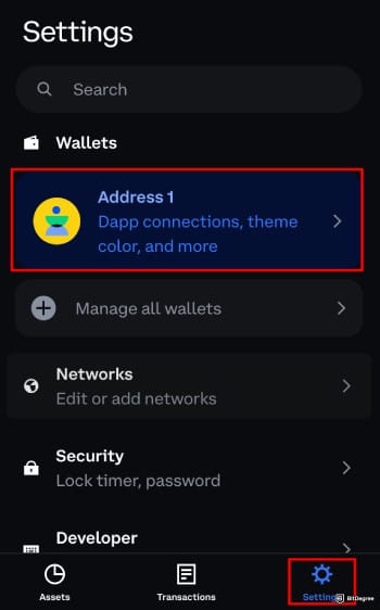 Coinbase Wallet taxes: Coinbase Wallet add wallet address under the [Settings] page.