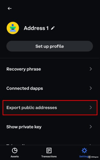 Coinbase Wallet taxes: Coinbase Wallet export public addresses option.