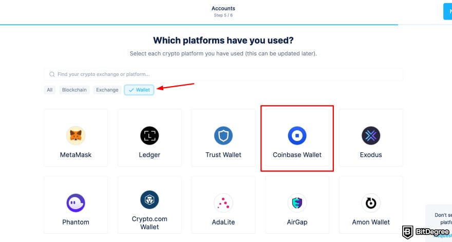Coinbase Wallet taxes: CoinLedger add platform highlighting Coinbase Wallet.