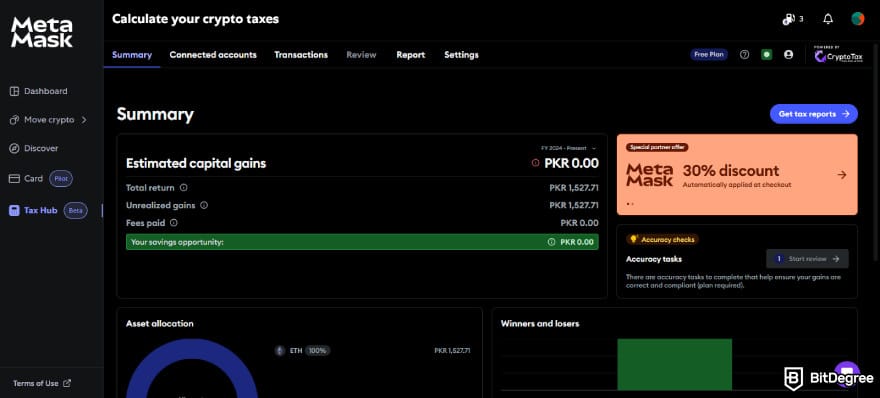 Coinbase Wallet taxes: MetaMask tax hub page.