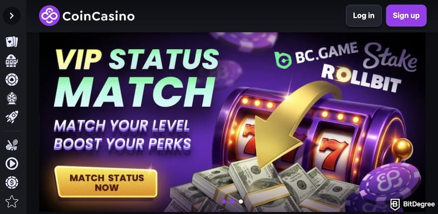 CoinCasino review: homepage banner.