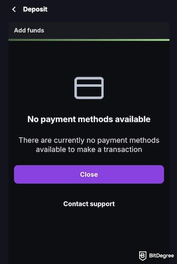 CoinCasino review: fiat unavailability on CoinCasino.