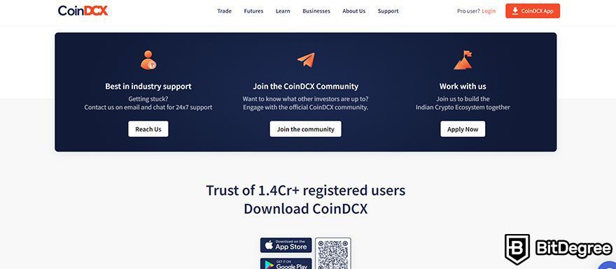 CoinDCX review: customer service and support.