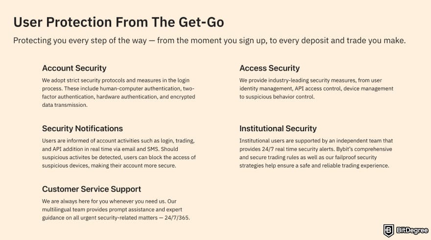 Coinexx review: Bybit security page.
