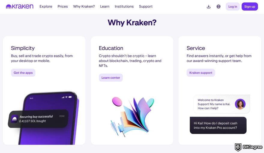 Coinexx review: Kraken homepage.