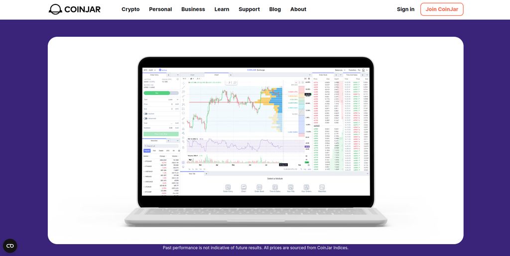 CoinJar review: a preview of CoinJar Exchange interface.