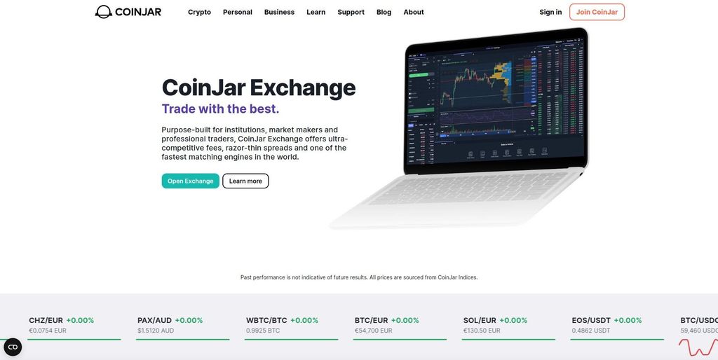 CoinJar review: a preview of CoinJar Exchange page.