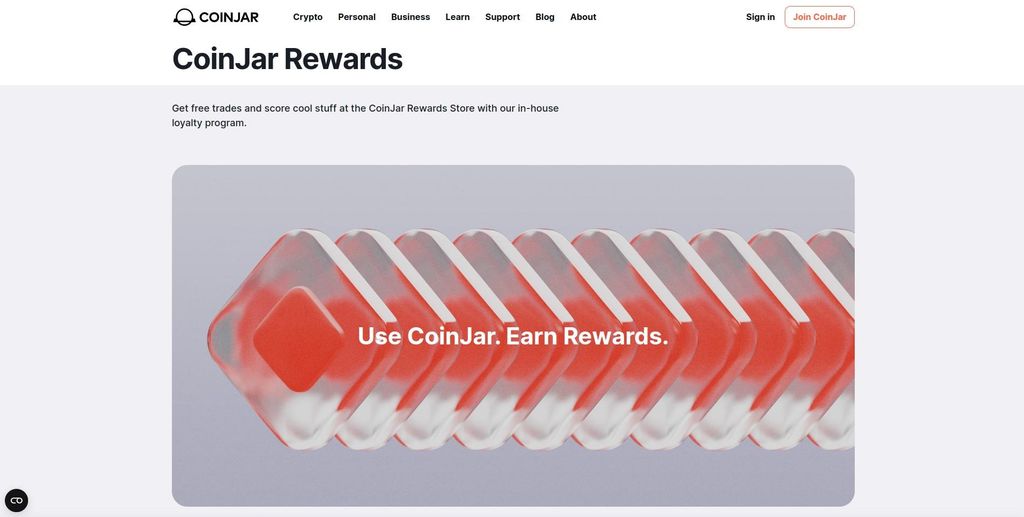 CoinJar review: a preview of CoinJar Rewards page.