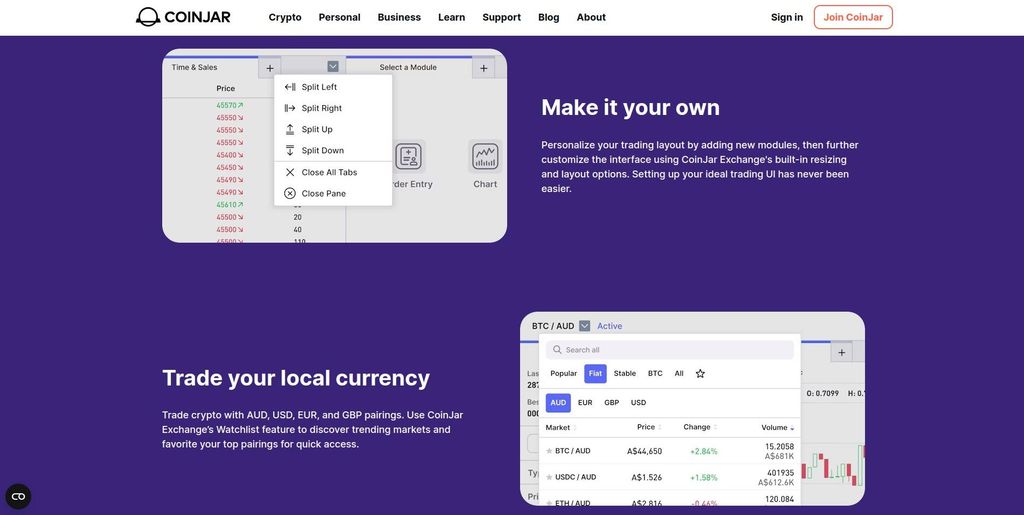 CoinJar review: a preview of CoinJar Exchange features.