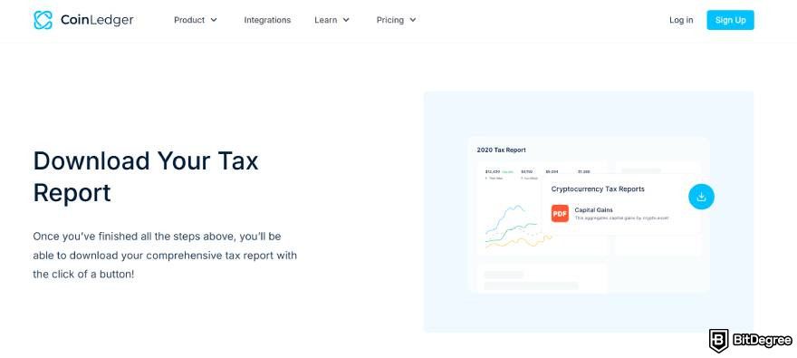 CoinLedger review: download your tax report.