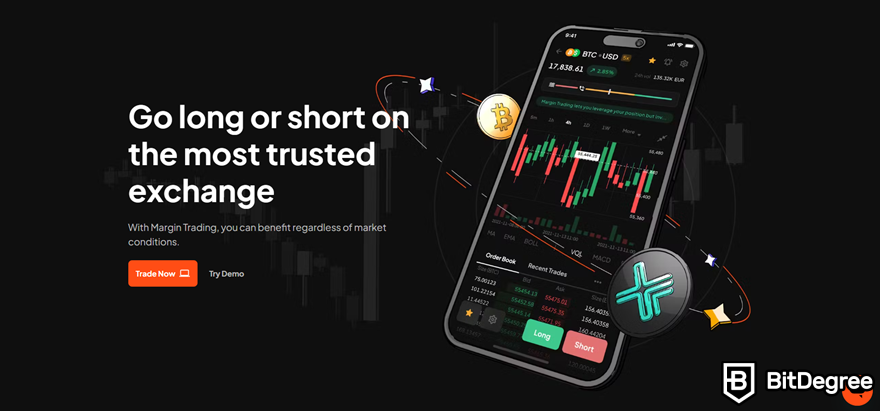 Coinmetro review: Margin trading page.