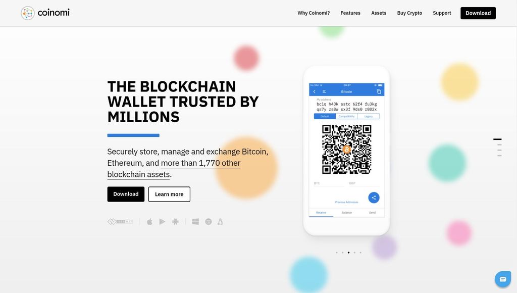 Coinomi wallet review: a preview of the Coinomi homepage.