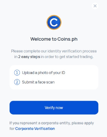 Coins.ph review: Verification page.