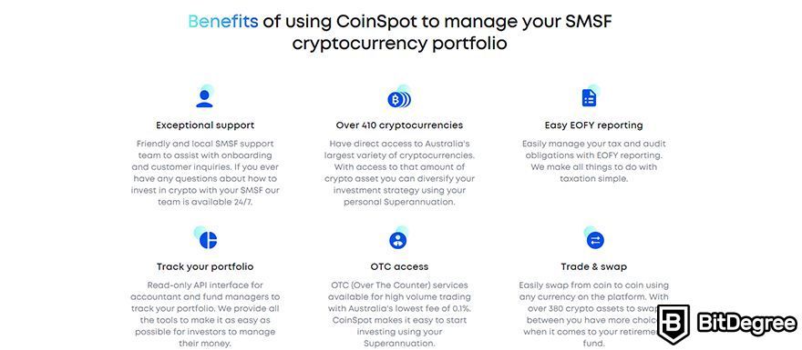 CoinSpot review: SMSF benefits.