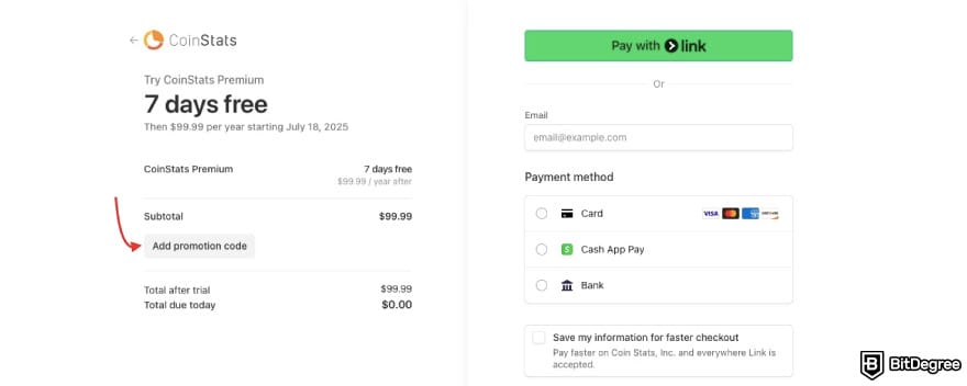 CoinStats（コインスタッツ）プロモーションコード