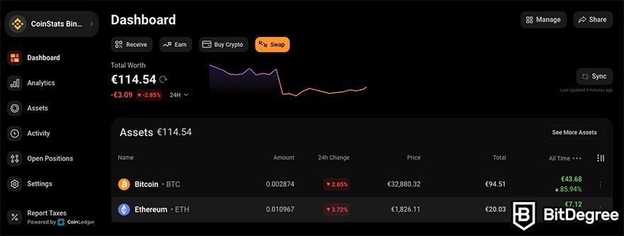 CoinStats review: dashboard.