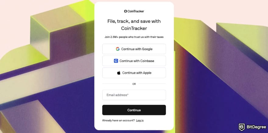 CoinTracker promo code: CoinTracker's sign up page. CoinTracker promo code: CoinTracker's sign up page.