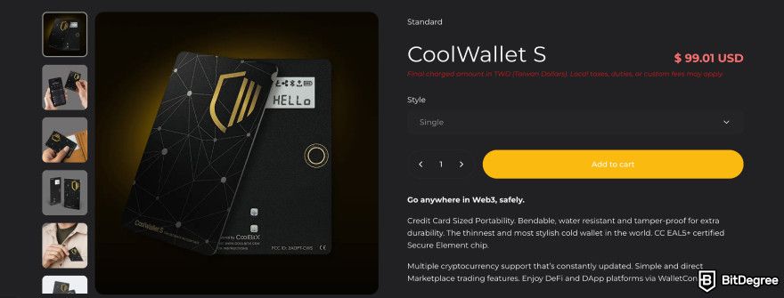 Cold wallet: CoolWallet S.