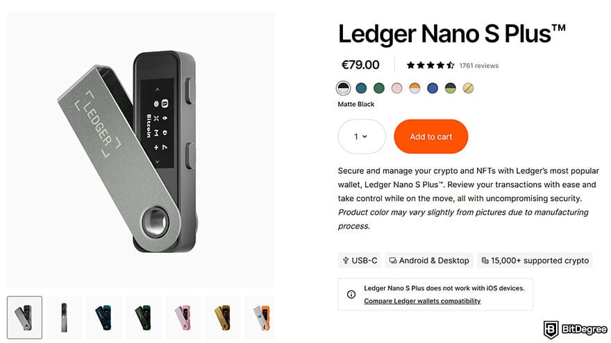 Cold wallet: Ledger Nano S Plus.