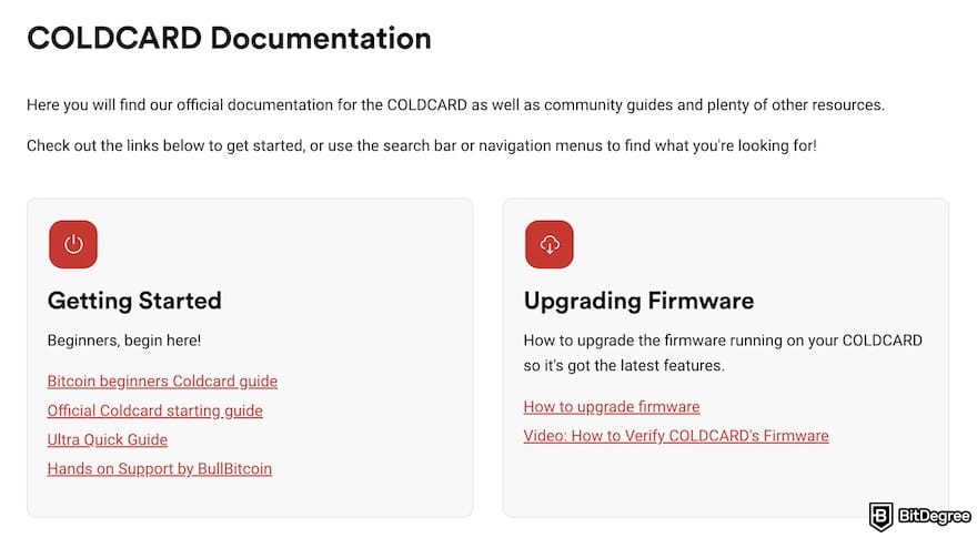 Coldcard Mk4 review: the Coldcard documentation page.