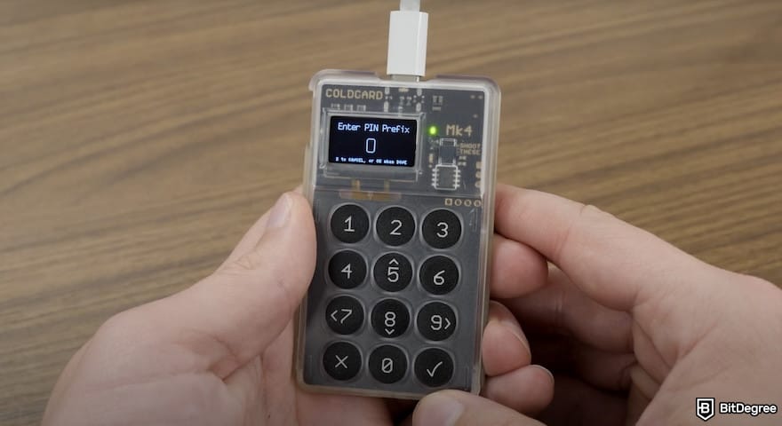 Coldcard Mk4 review: entering PIN prefix.