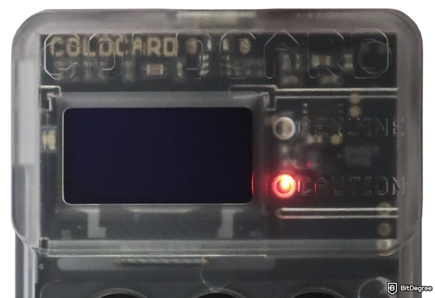 Coldcard Mk4 review: the LED on Coldcard Mk4.