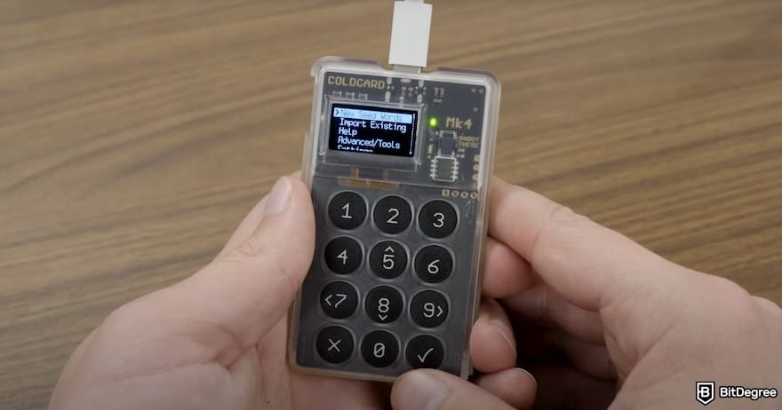 Coldcard Mk4 review: the [New Seed Words] menu.