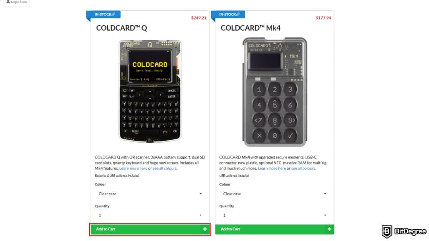 Coldcard promo code: select the color, quantity, and model. Coldcard promo code: select the color, quantity, and model.