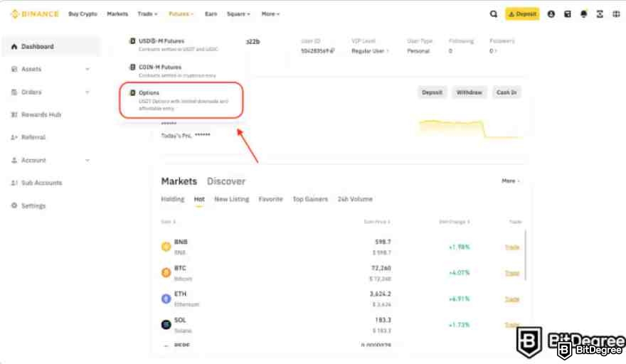 Comercio de Opciones de Binance: Options.