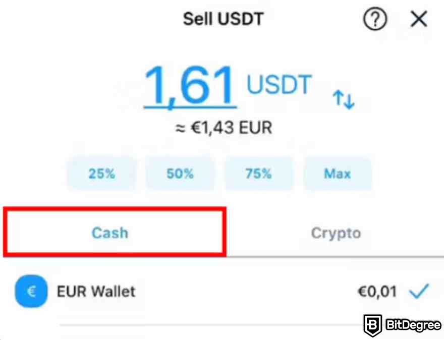 Como retirar dinero de la plataforma crypto.com: Elegir recibir efectivo en la aplicacion Crypto.com. 