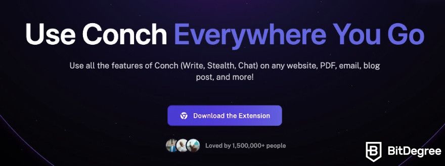 Conch AI: Conch AI displays the Chrome extension on their website.