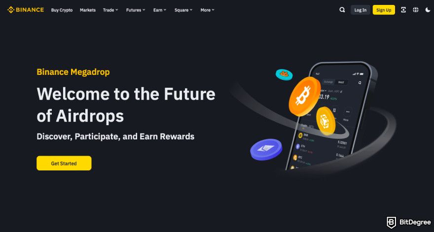 Cosmos airdrop list: a screenshot of Binance Megadrop.