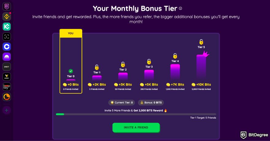Cosmos airdrop list: a screenshot of BitDegree referral program.