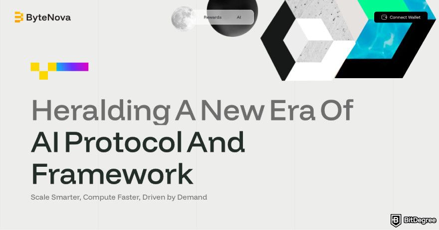 Cosmos airdrop list: a screenshot of ByteNova homepage.