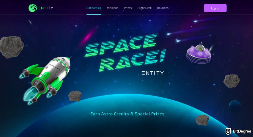 Cosmos airdrop list: a screenshot of Entity Space Race page.
