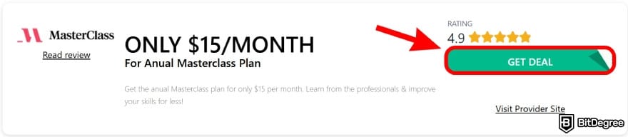 MasterClass Black Friday: click [Get Deal].