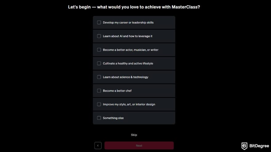MasterClass Black Friday: complete the survey. MasterClass Black Friday: complete the survey.
